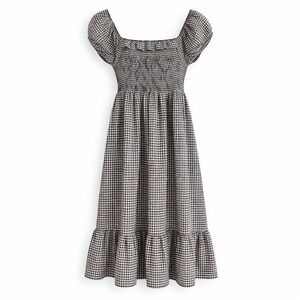 Gingham Puff Sleeve Dress